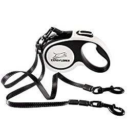 Poop Bags Alesnomy Dual Retractable Dog Leash for Large Dog Double Headed 16 ft Extendable Dog Leash with LED Flashlight Reflective Elastic Rope 